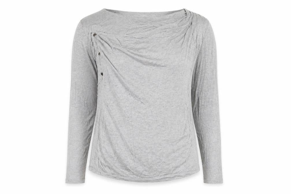 Simply Be Womens Grey Scoop Neck Viscose Pullover Jumper Size 16 - Buttons