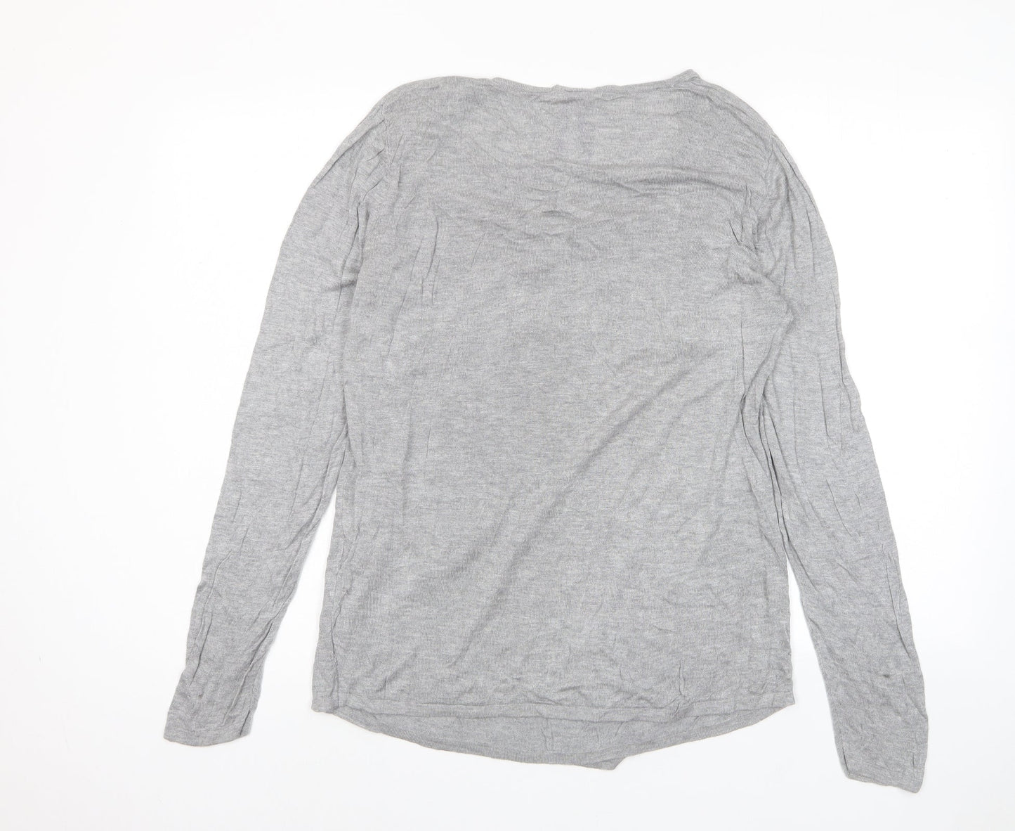 Simply Be Womens Grey Scoop Neck Viscose Pullover Jumper Size 16 - Buttons