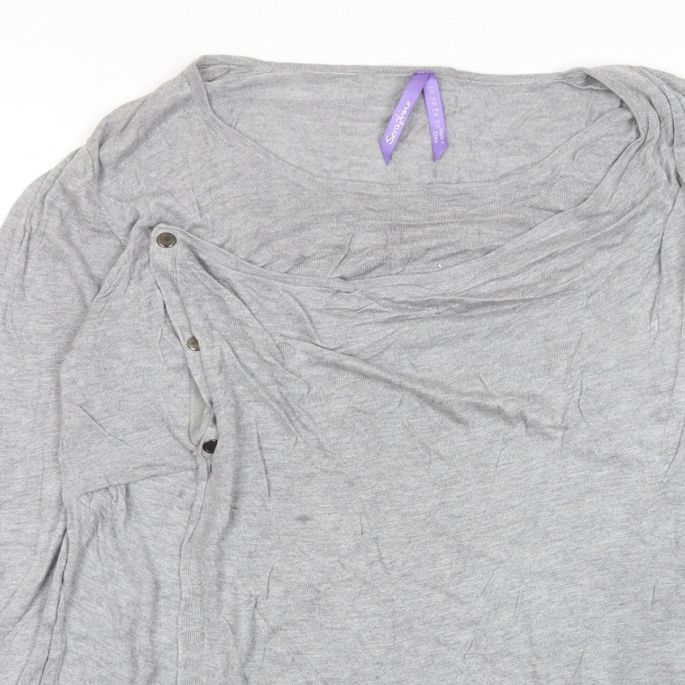 Simply Be Womens Grey Scoop Neck Viscose Pullover Jumper Size 16 - Buttons