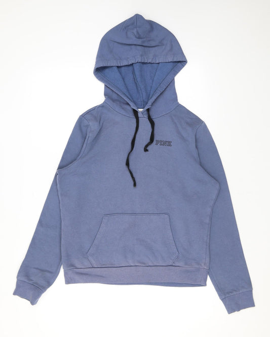 PINK Womens Blue Cotton Pullover Hoodie Size M Pullover