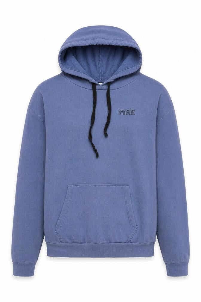 PINK Womens Blue Cotton Pullover Hoodie Size M Pullover