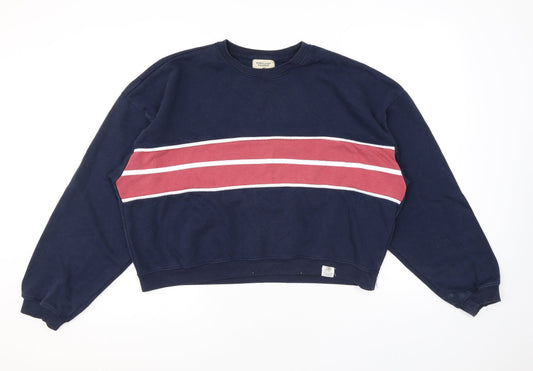 Pull&Bear Womens Blue Cotton Pullover Sweatshirt Size S Pullover