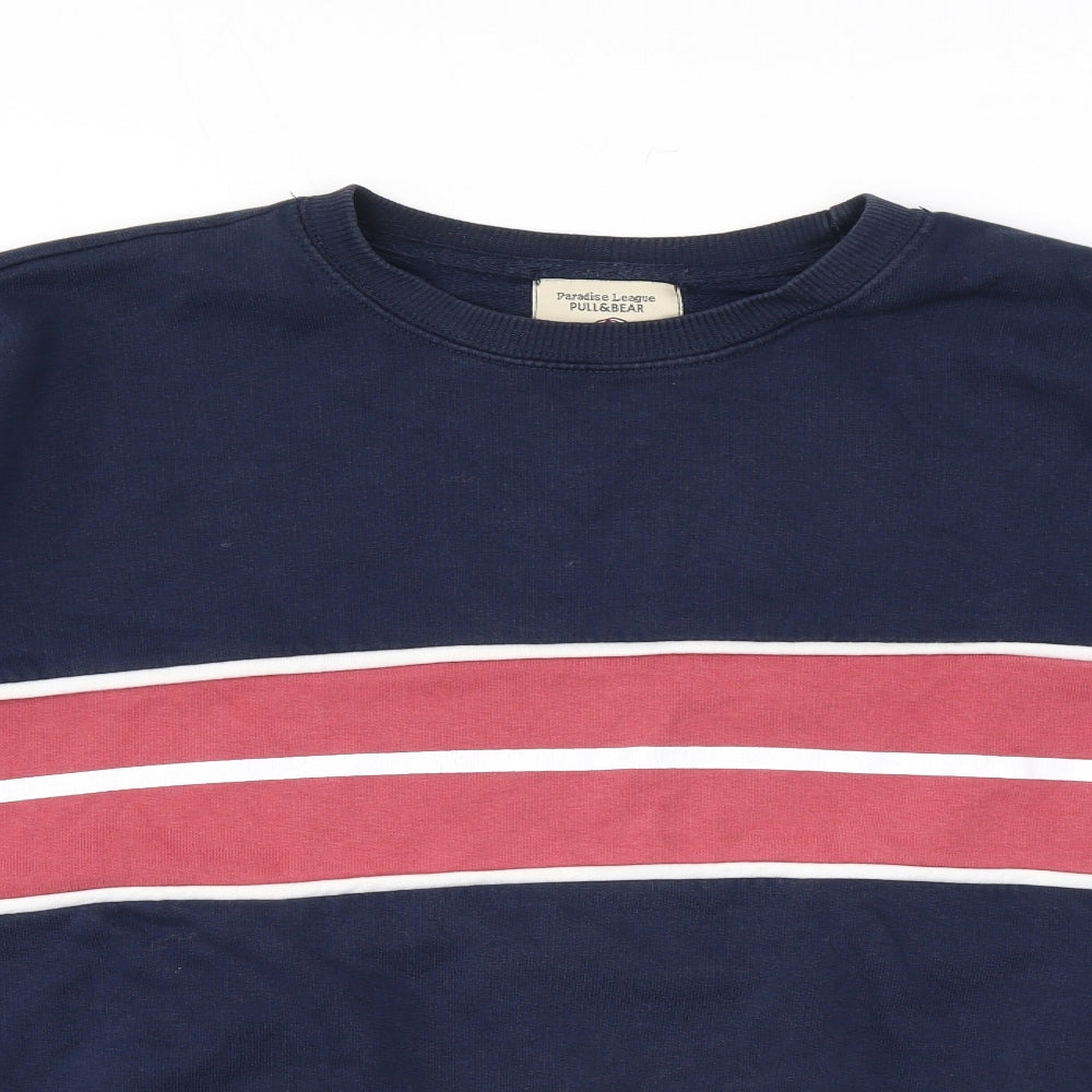 Pull&Bear Womens Blue Cotton Pullover Sweatshirt Size S Pullover