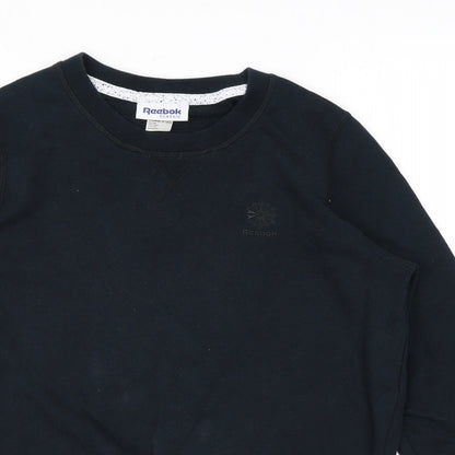 Reebok Mens Black Cotton Pullover Sweatshirt Size XS - Logo