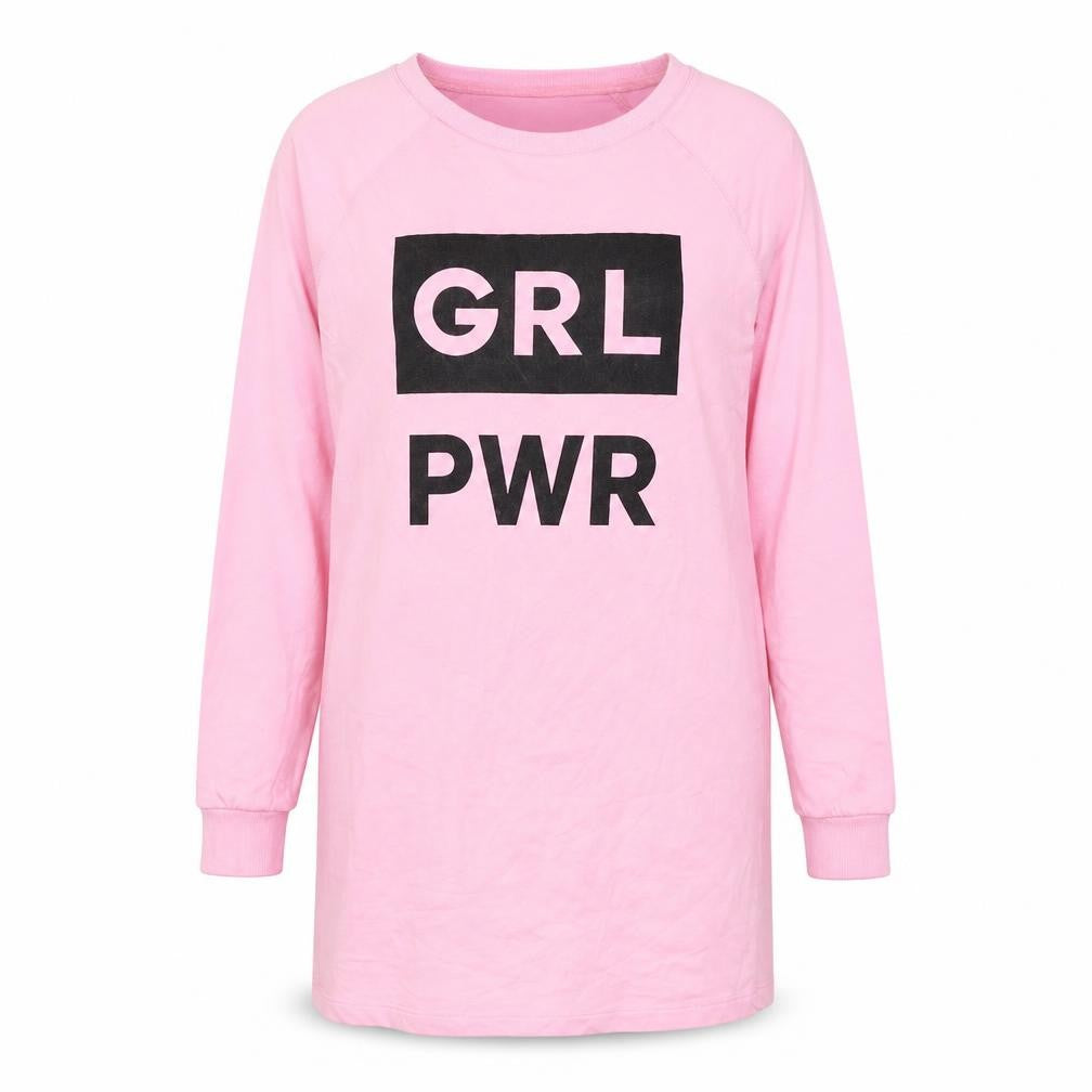 Boohoo Womens Pink Cotton Pullover Sweatshirt Size M Pullover - Girl Power