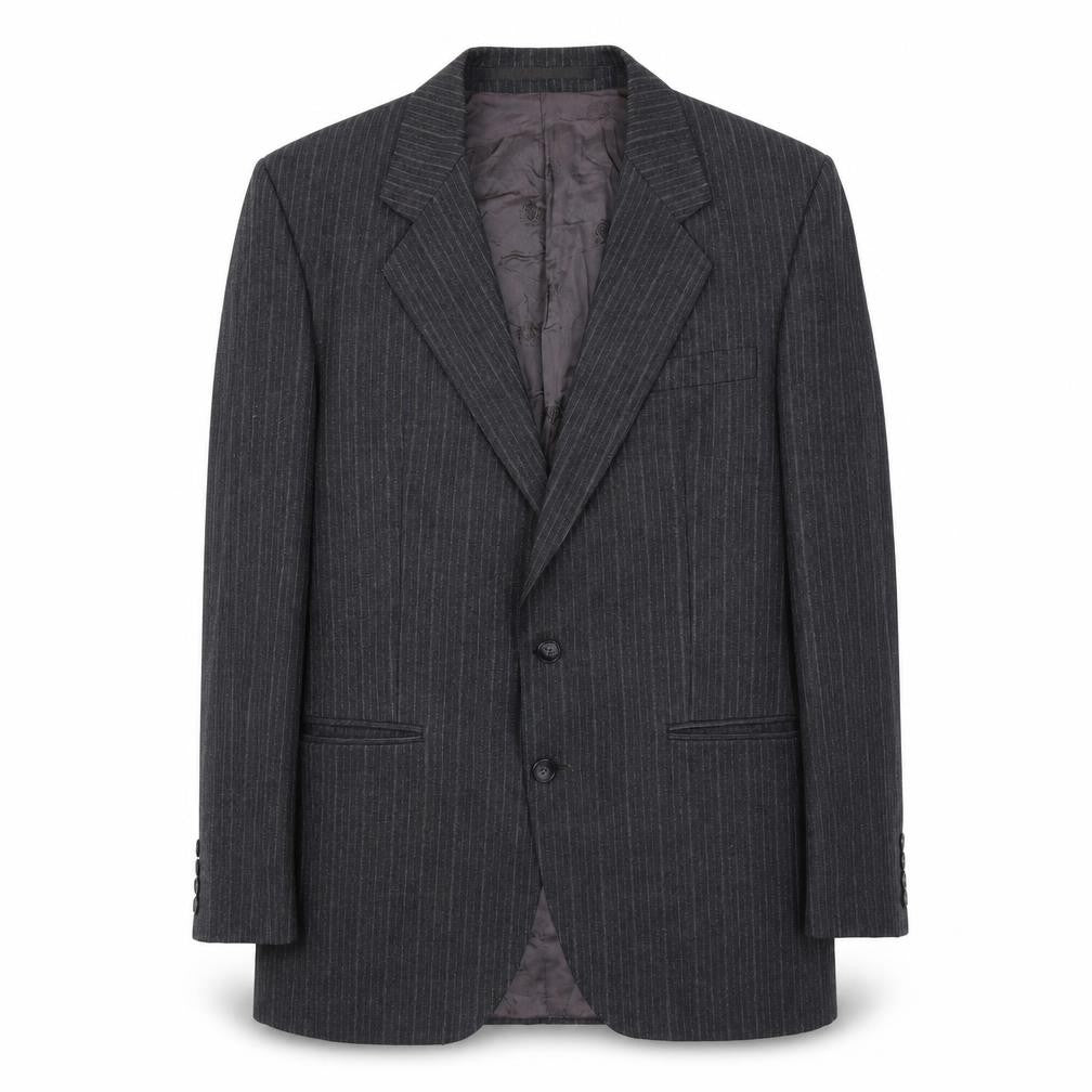 Burton Mens Grey Striped Wool Jacket Suit Jacket Size 40 Regular
