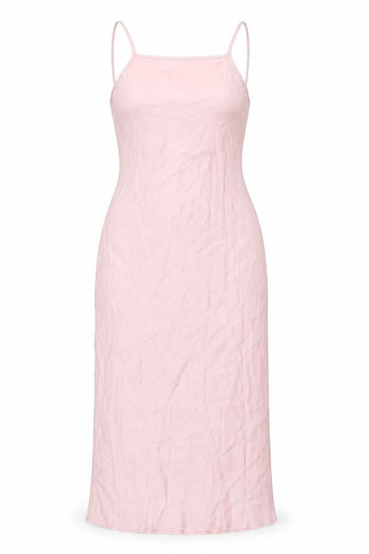 H&M Womens Pink Polyester Slip Dress Size 6 Square Neck Tie - Open Back