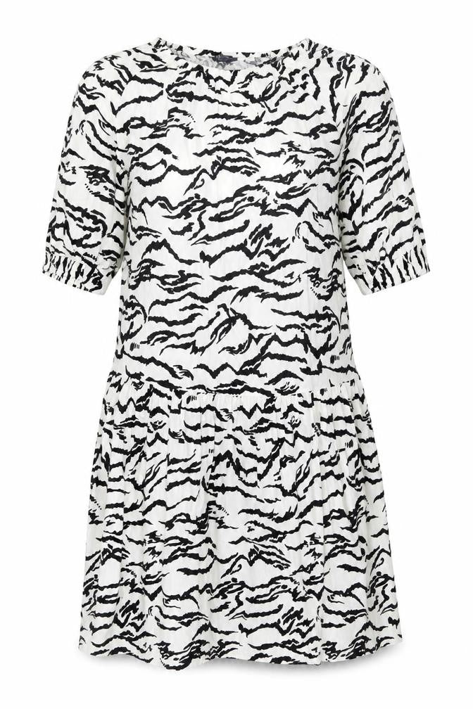 Marks & Spencer Womens White Geometric Cotton Shift Size 10 Boat Neck Pullover