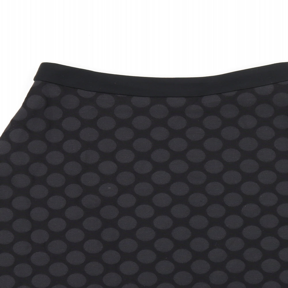 Marks and Spencer Womens Black Polka Dot Cotton Swing Skirt Size 12 Zip