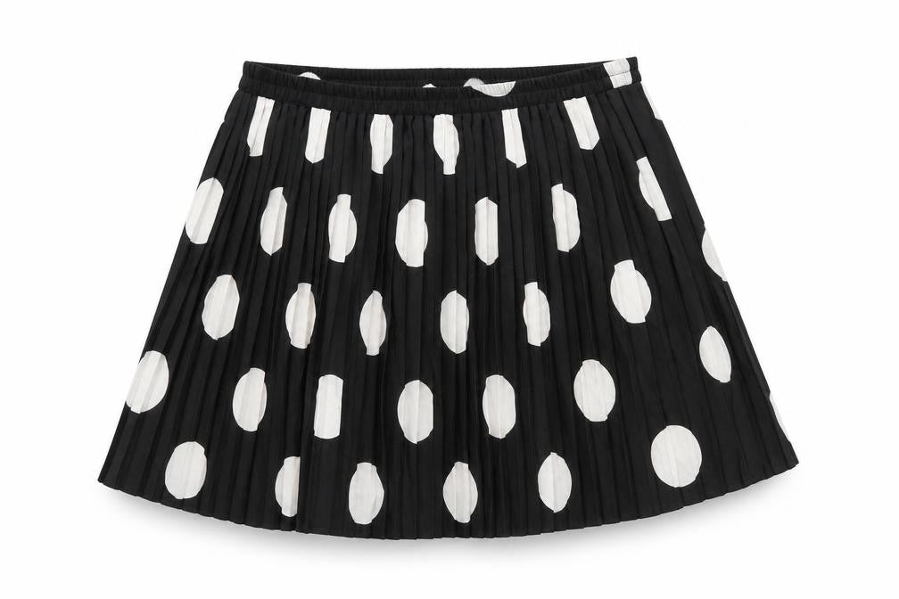 Johnnie B Girls Black Polka Dot Polyester Skater Skirt Size 15-16 Years Regular Pull On - Pleated
