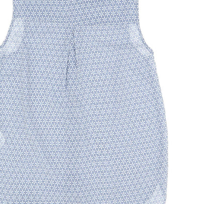 H&M Womens Blue Geometric Polyester Basic Tank Size 6 Collared - Sheer