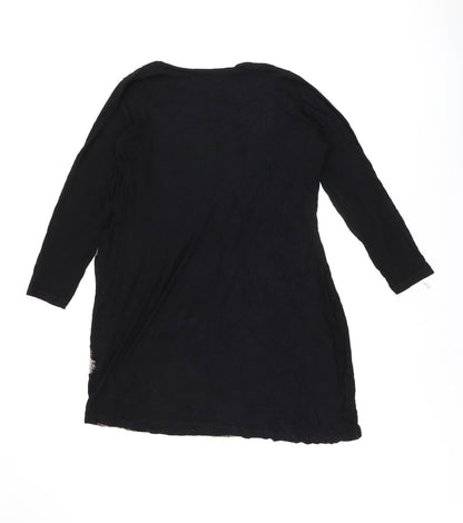 Back view of Autograph women’s black geometric viscose basic blouse, size UK 14, cowl neck