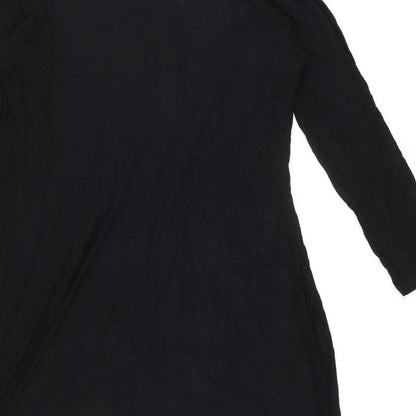 Brand and care label for Autograph women’s black geometric viscose basic blouse, size UK 14, cowl neck