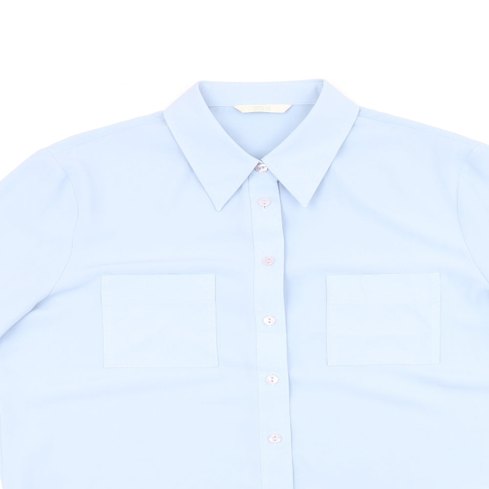Marks and Spencer Womens Blue Polyester Basic Button-Up Size 12 Collared