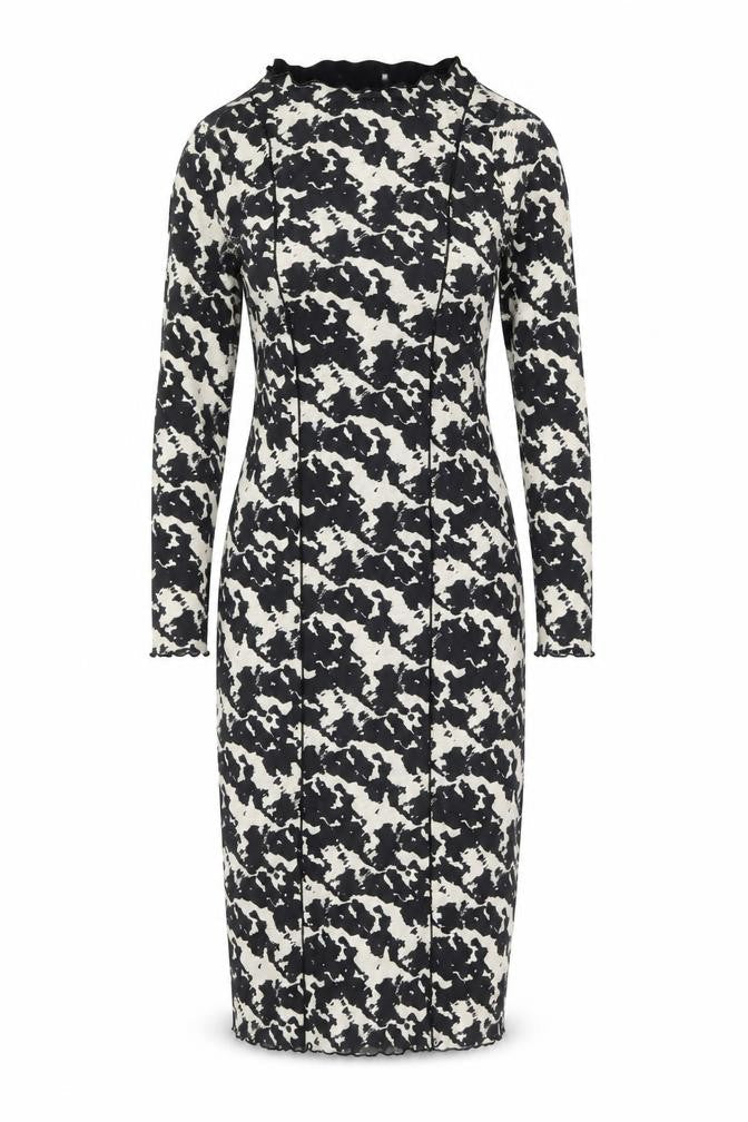 Marks & Spencer Womens Black Geometric Polyester Bodycon Size 14 Boat Neck Pullover