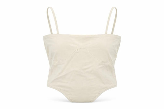 PRETTYLITTLETHING Womens Beige Viscose Camisole T-Shirt Size 6 Square Neck