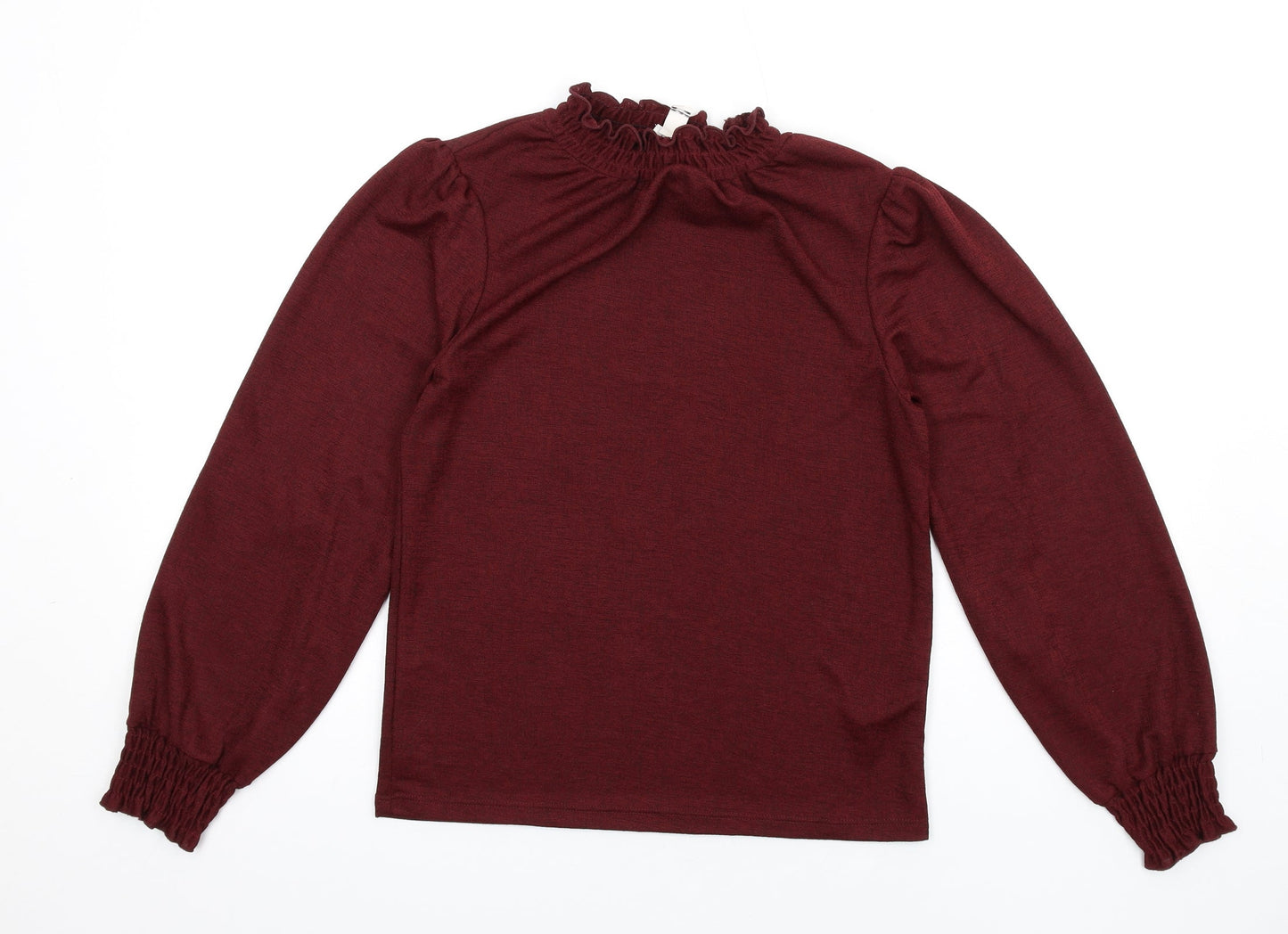River Island Womens Red Polyester Basic T-Shirt Size 6 Mock Neck