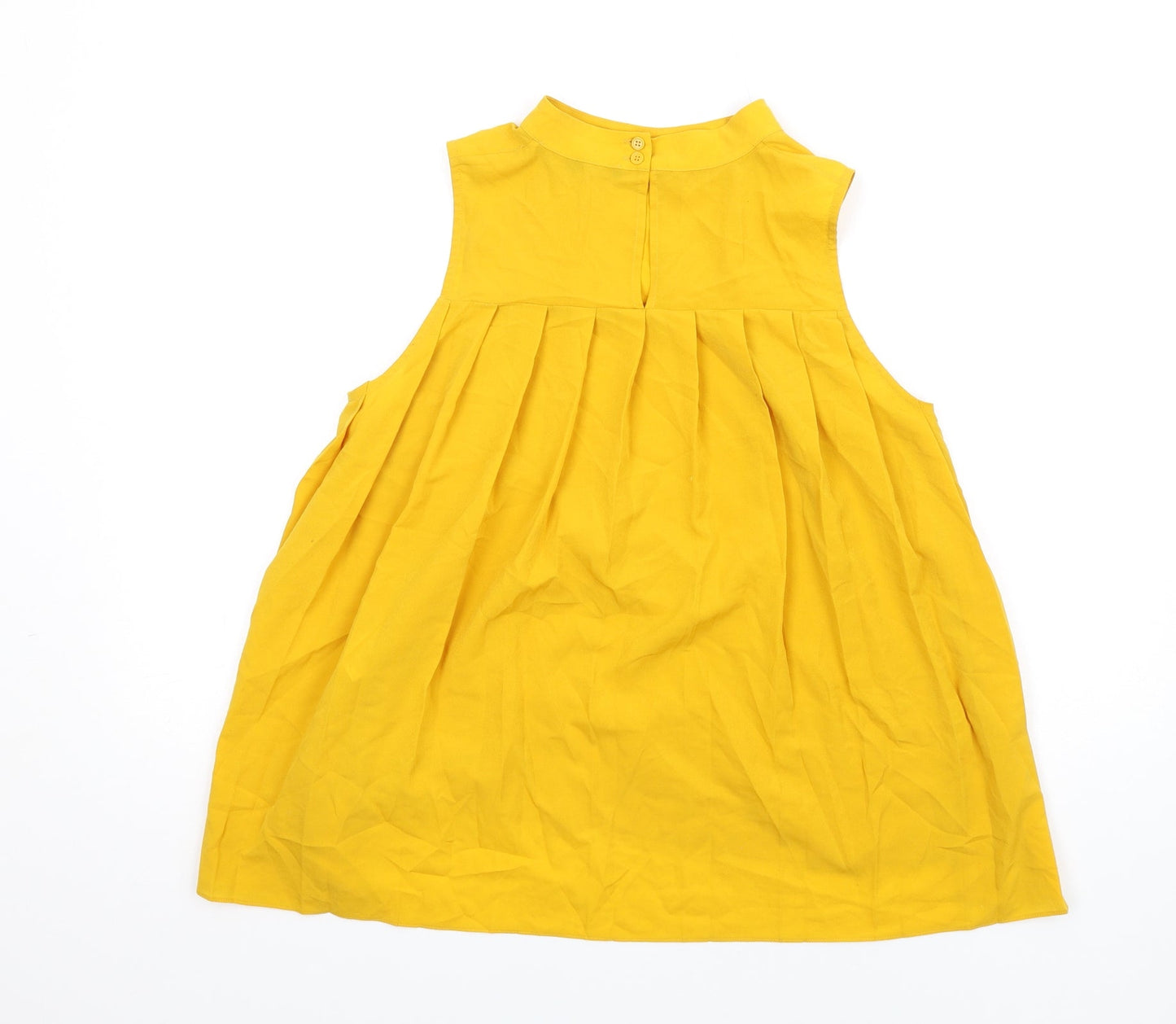 French Connection Womens Yellow Polyester Basic Blouse Size 8 Round Neck
