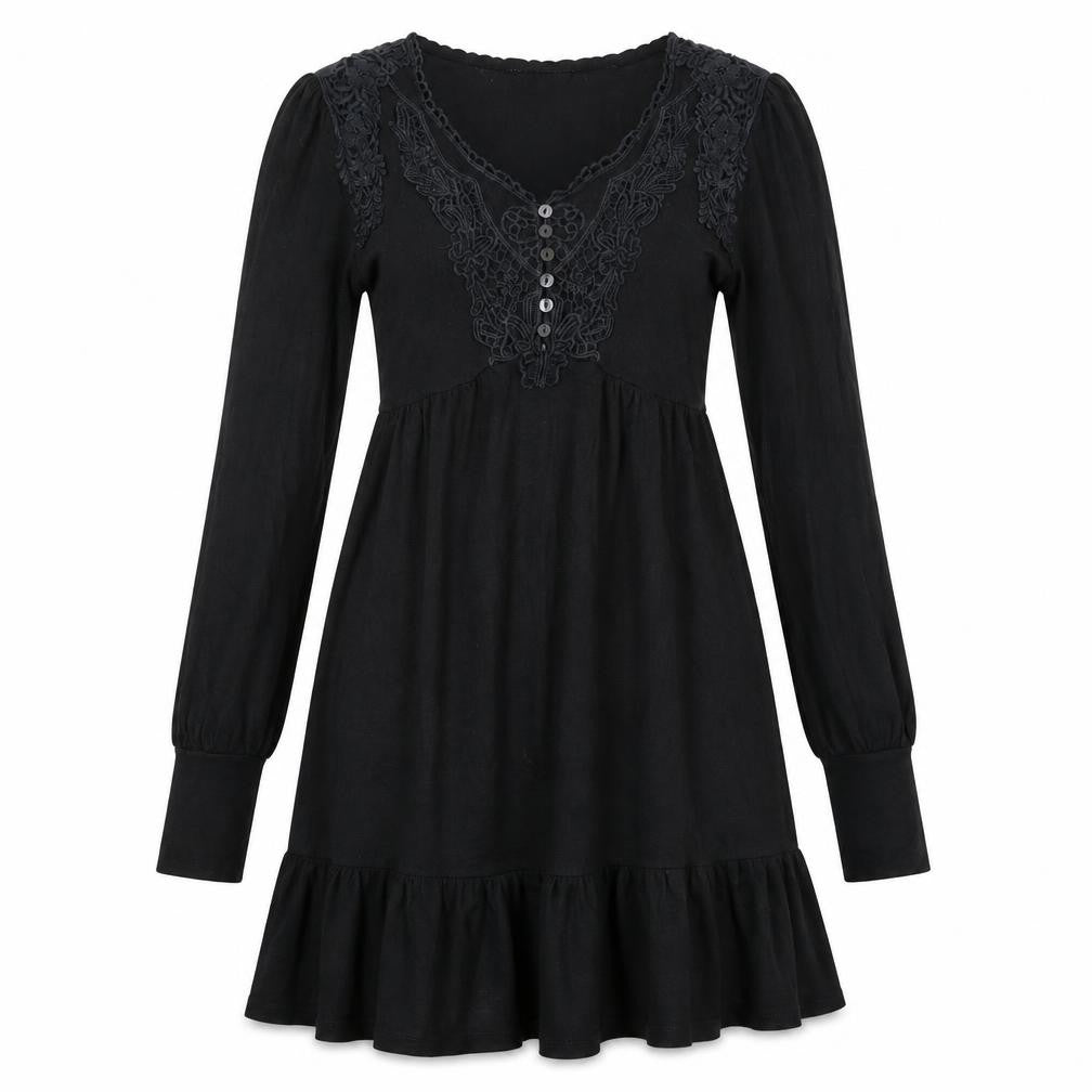 Warehouse Womens Black Viscose A-Line Size 8 V-Neck Pullover