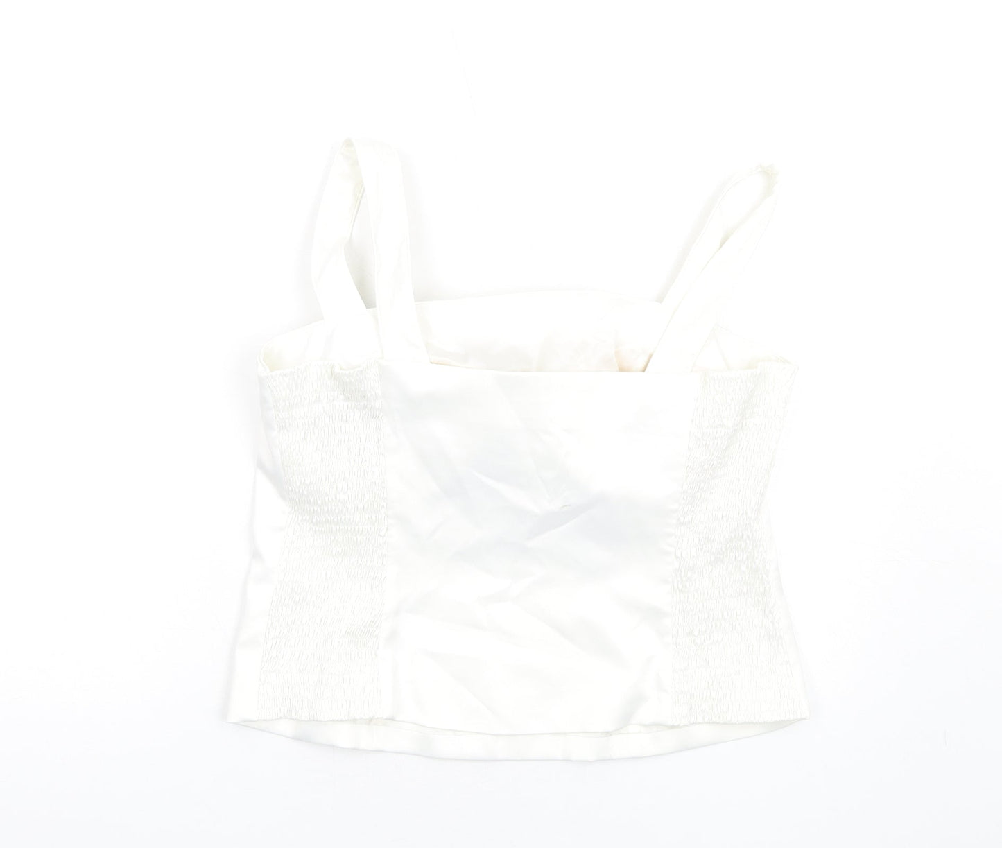 Libra Womens Ivory Polyester Basic T-Shirt Size 14 Square Neck