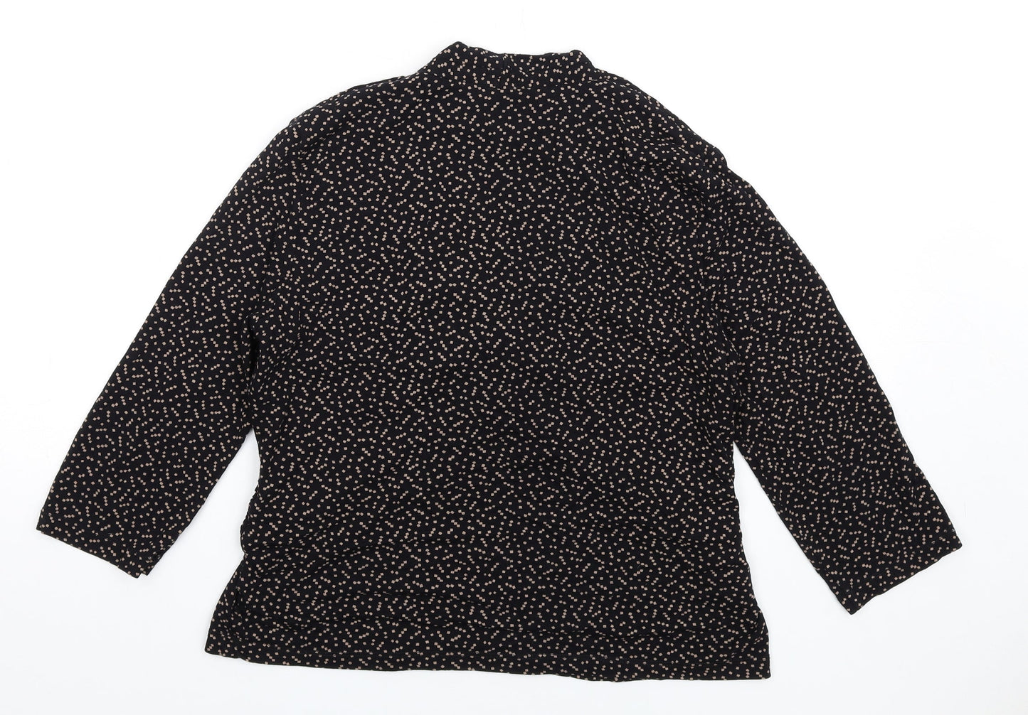 CC Womens Black Geometric Viscose Basic T-Shirt Size L V-Neck