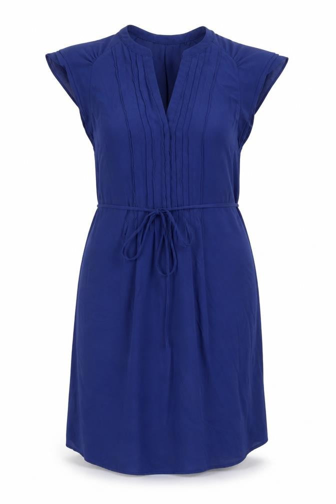 H&M Womens Blue Polyester A-Line Size 6 V-Neck Button