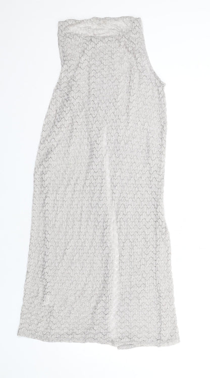 River Island Womens Grey Polyamide Basic Tank Size 12 Round Neck