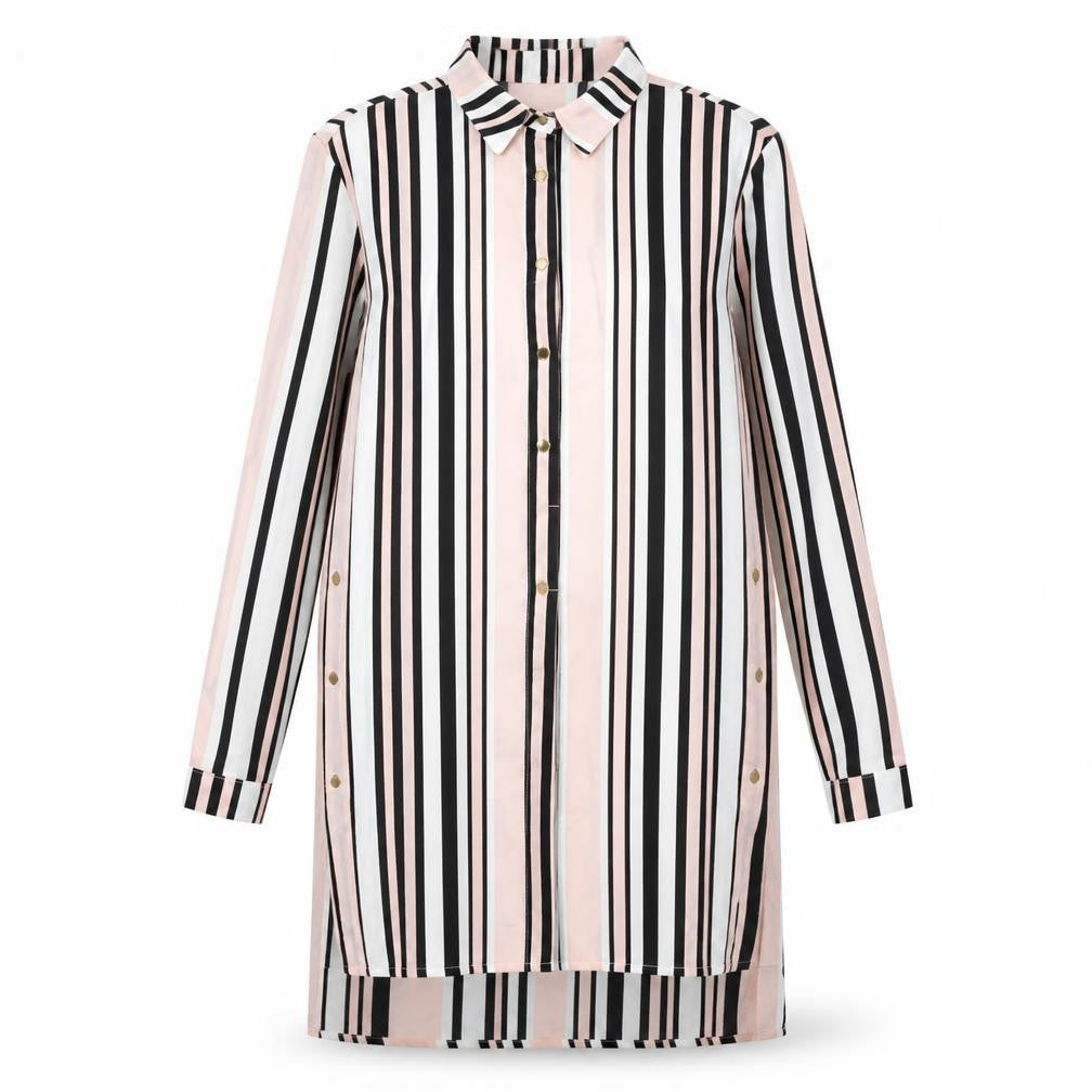 Quiz Womens Pink Striped Polyester Shirt Dress Size 10 Collared Button