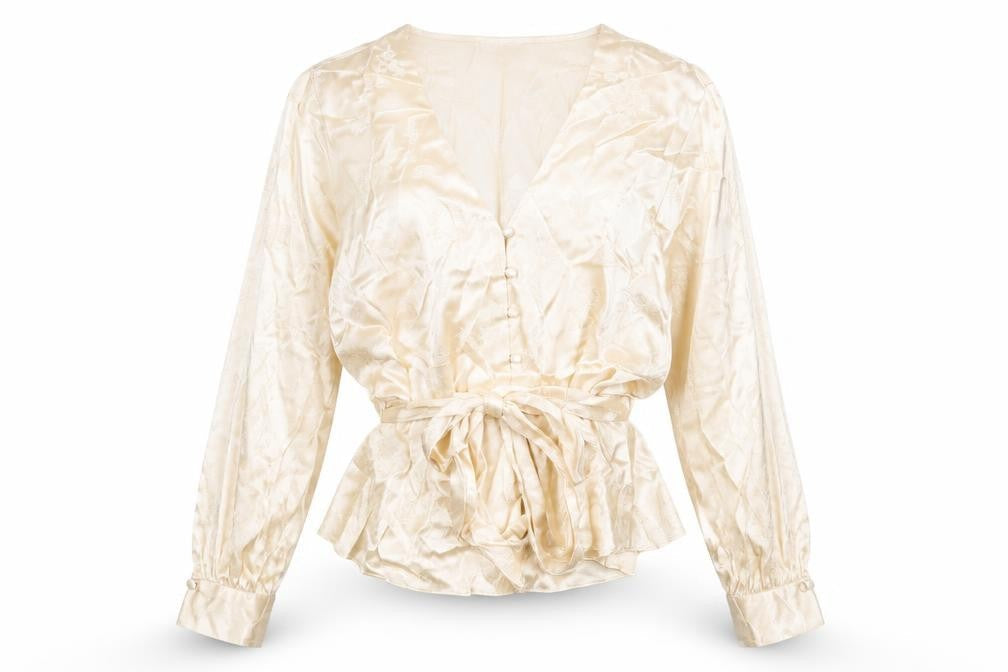 Topshop Womens Ivory Viscose Basic Button-Up Size 8 V-Neck