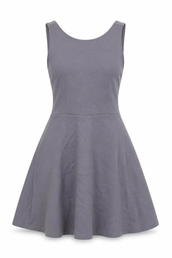 FOREVER 21 Womens Grey Polyester Skater Dress Size S Round Neck Pullover