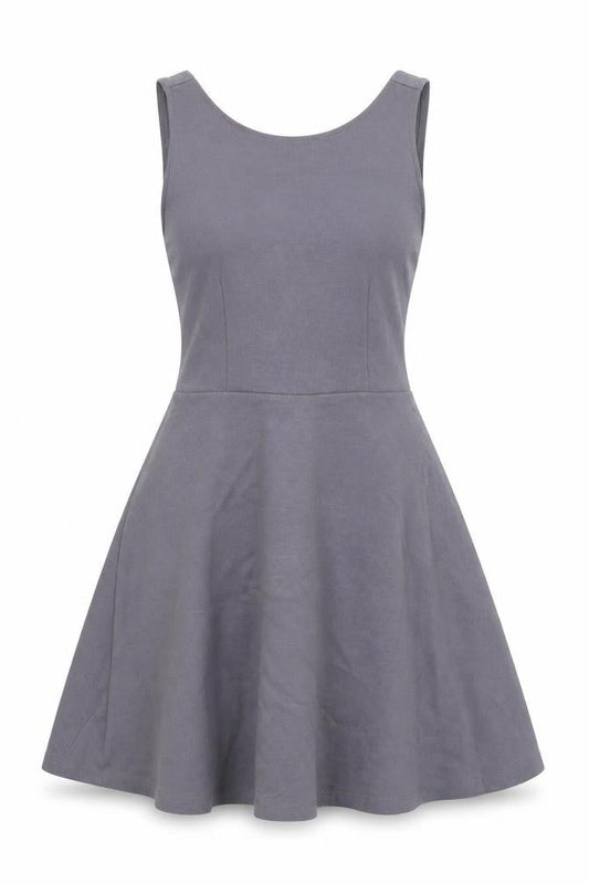 Forever 21 Womens Grey Polyester Skater Dress Size S Round Neck Pullover