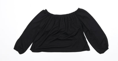 Bershka Womens Black Polyester Basic T-Shirt Size S Off the Shoulder