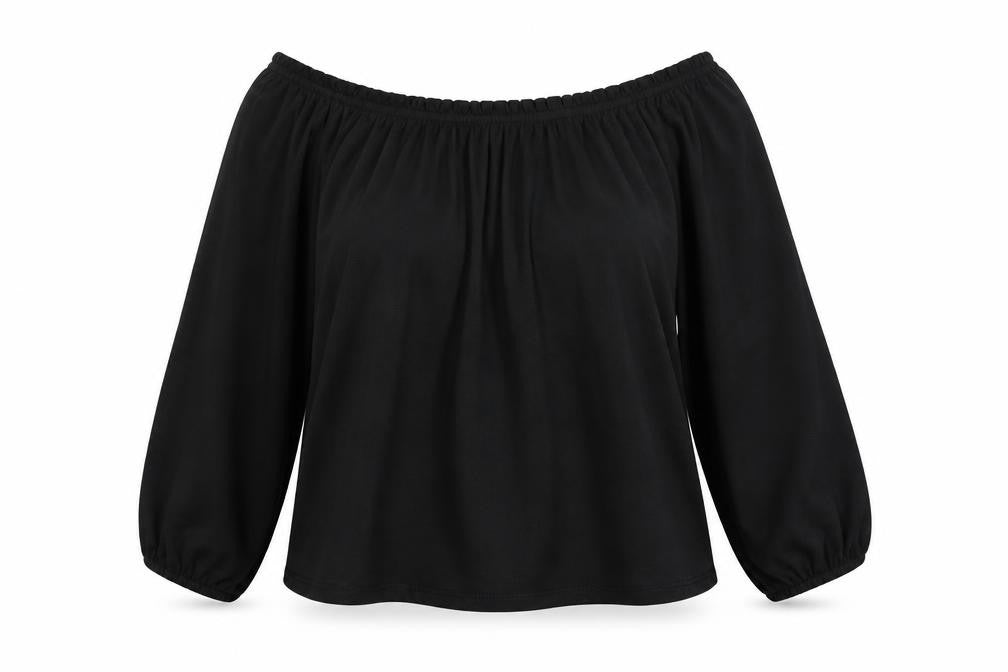 Bershka Womens Black Polyester Basic T-Shirt Size S Off the Shoulder