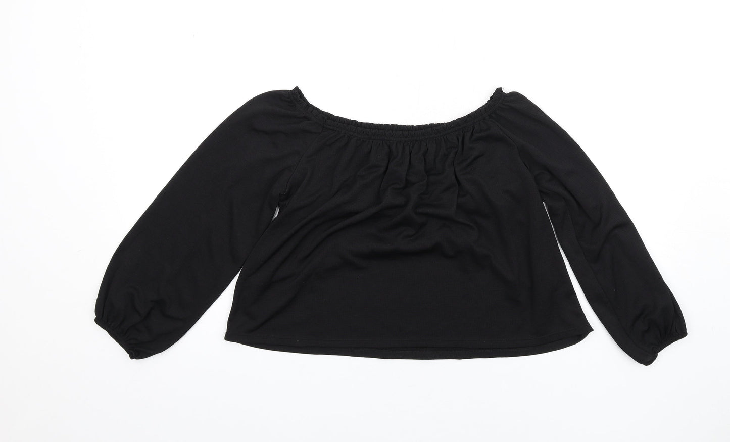 Bershka Womens Black Polyester Basic T-Shirt Size S Off the Shoulder