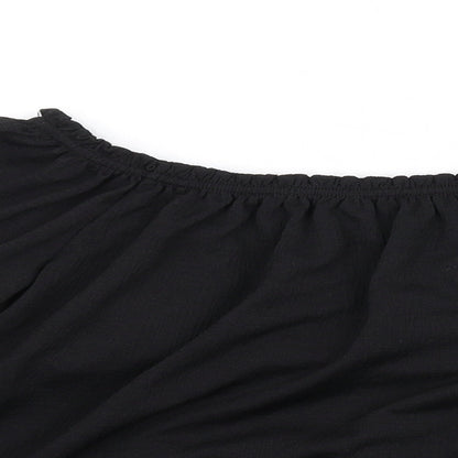 Bershka Womens Black Polyester Basic T-Shirt Size S Off the Shoulder