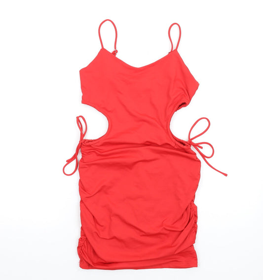 Ave&Ever Womens Red Polyester Mini Size 10 Round Neck Pullover - Cut Out