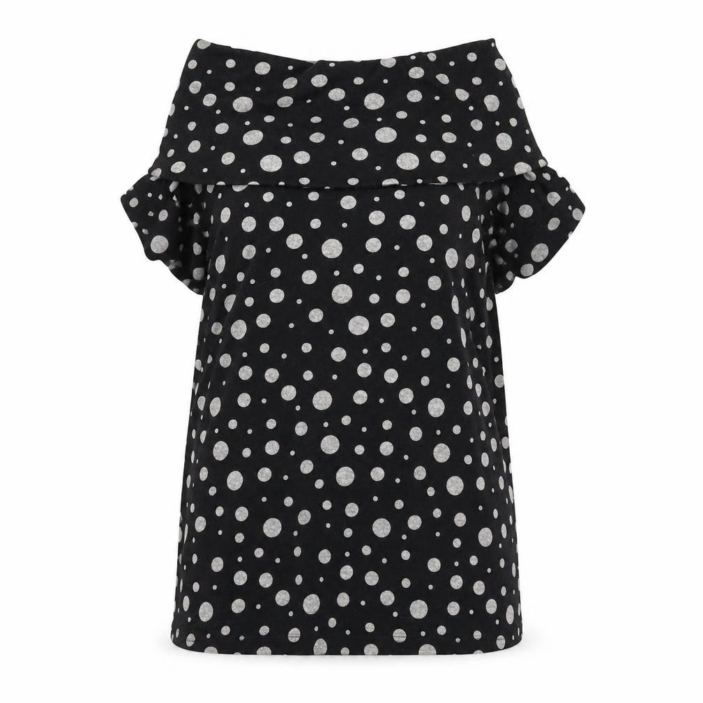 Uno Womens Black Polka Dot Acrylic A-Line Size XL Roll Neck Pullover