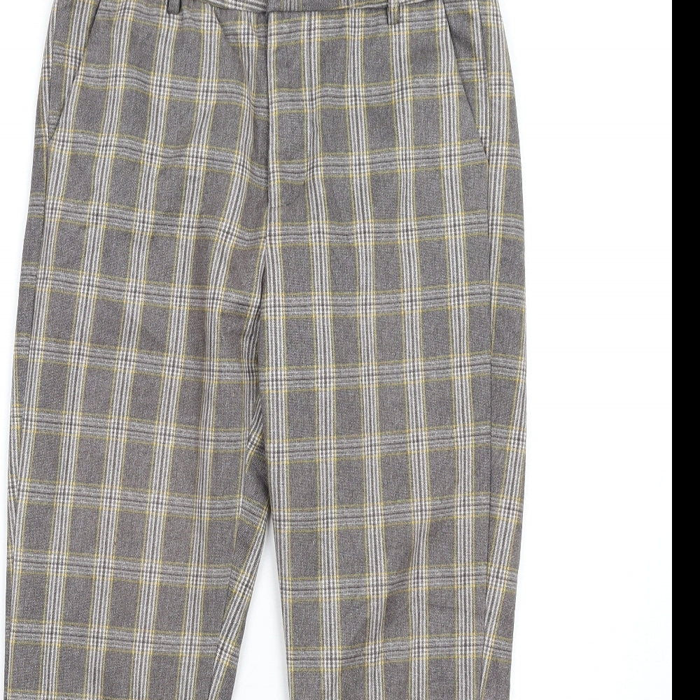 Louche Womens Grey Plaid Polyester Dress Pants Trousers Size 12 L27 in Regular Zip