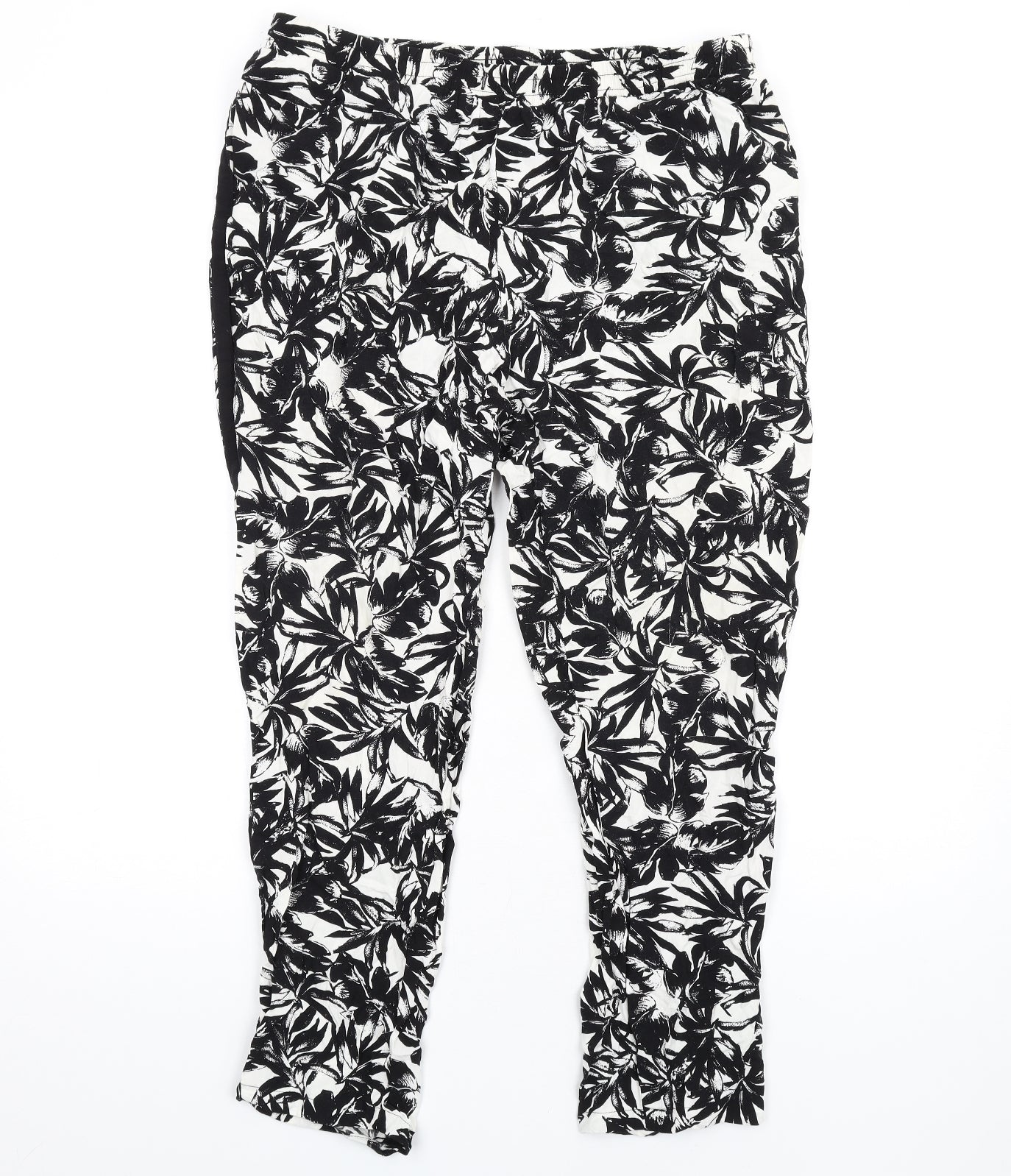 Dorothy Perkins Womens Black Geometric Viscose Trousers Size 16 L29 in Regular