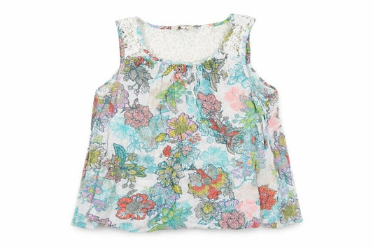 NEXT Womens Multicoloured Floral Viscose Camisole Tank Size 8 Round Neck - Crochet Detail