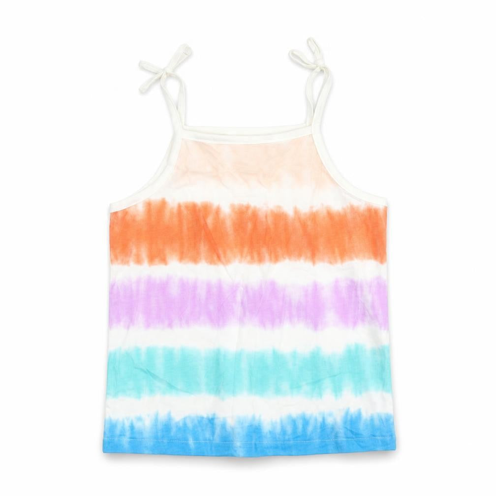 Marks & Spencer Girls Multicoloured Cotton Basic Tank Size 5-6 Years Square Neck Pullover - Tie Dye Effect