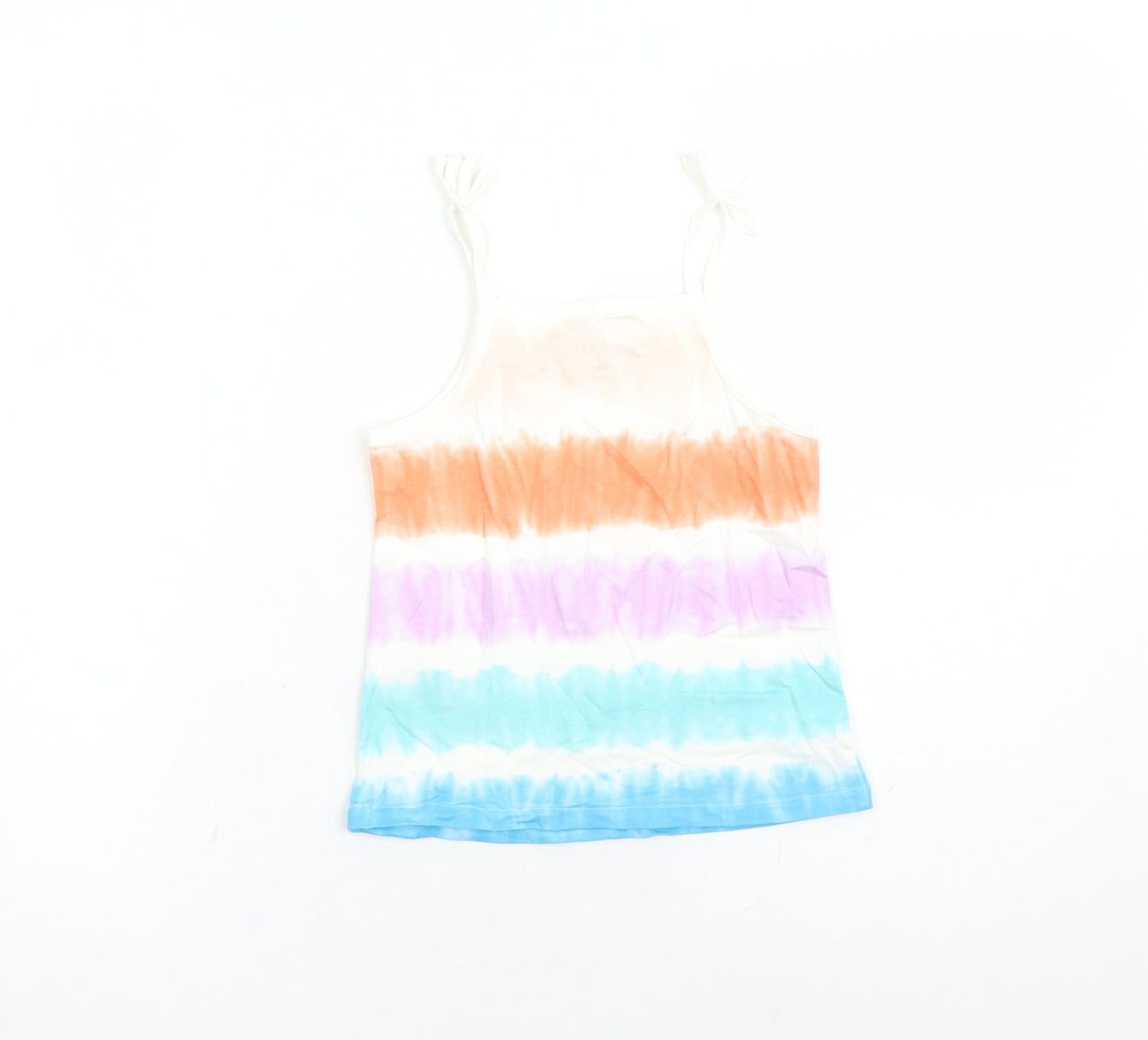 Marks and Spencer Girls Multicoloured Cotton Basic Tank Size 5-6 Years Square Neck Pullover - Tie Dye Effect