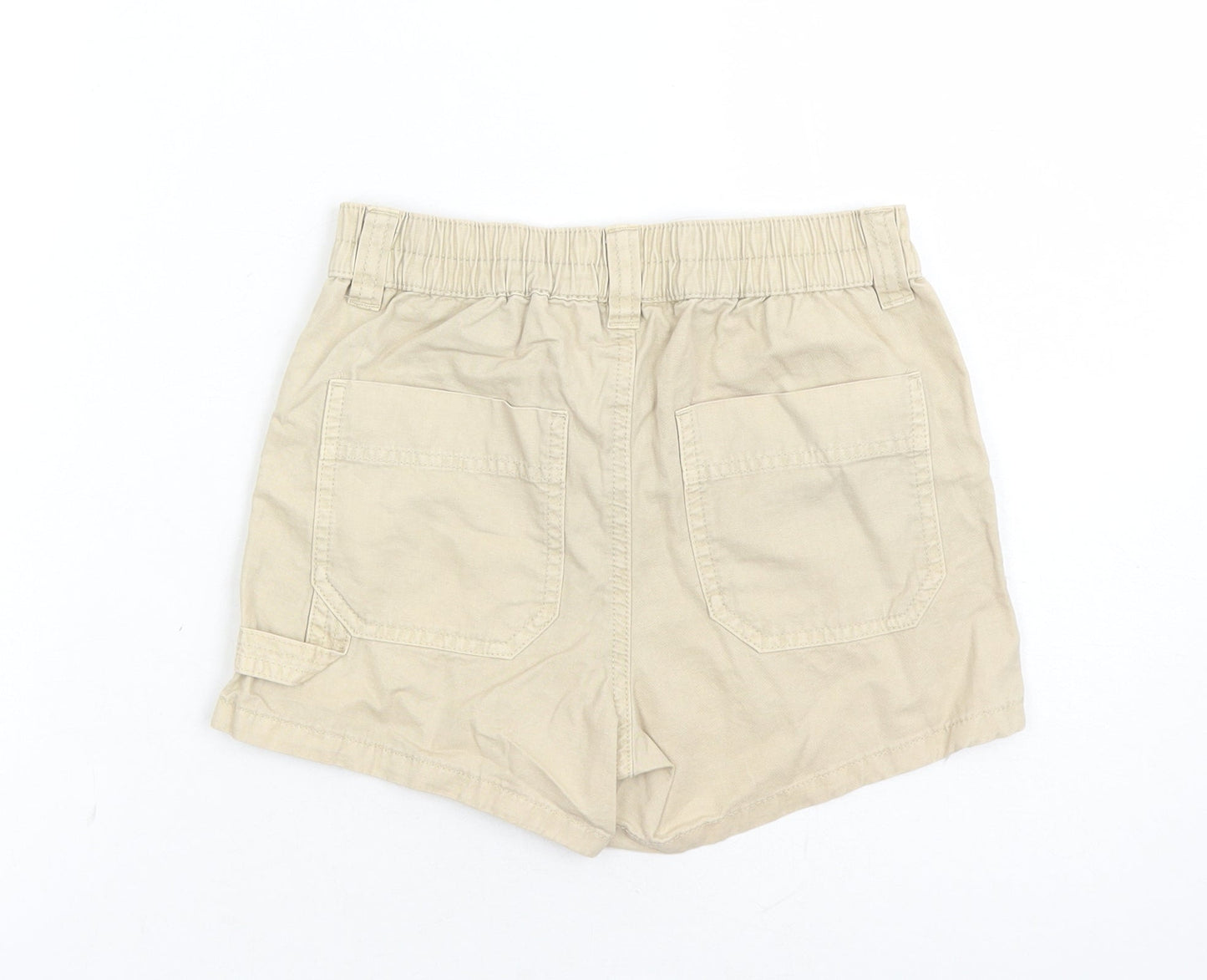 Marks and Spencer Boys Beige Cotton Chino Shorts Size 9-10 Years Regular Zip - Elasticated Waist Waist Size 22 Inches Inside Leg 3 Inches