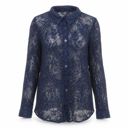 Divided by H&M Womens Blue Geometric Viscose Basic Button-Up Size 10 Collared