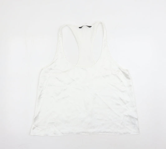 Zara Womens White Polyester Camisole Tank Size 2XL Scoop Neck