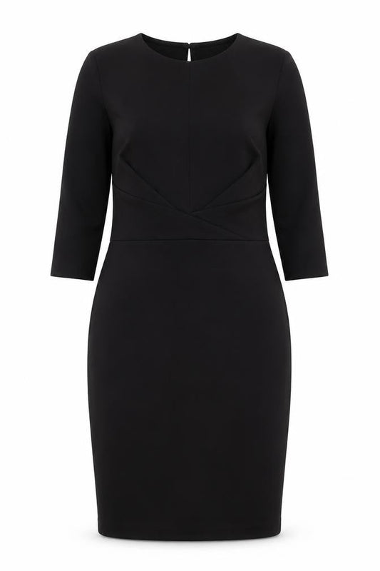 Dorothy Perkins Womens Black Polyester Pencil Dress Size 12 Round Neck Button