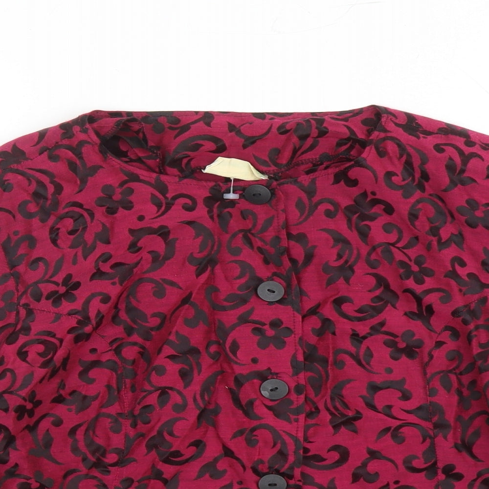 April Fool Womens Purple Geometric Polyester Basic Blouse Size 10 Round Neck - Vintage
