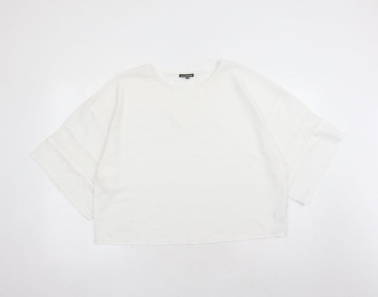 Warehouse Womens White Polyester Basic Blouse Size 10 Round Neck - Sequin Detail