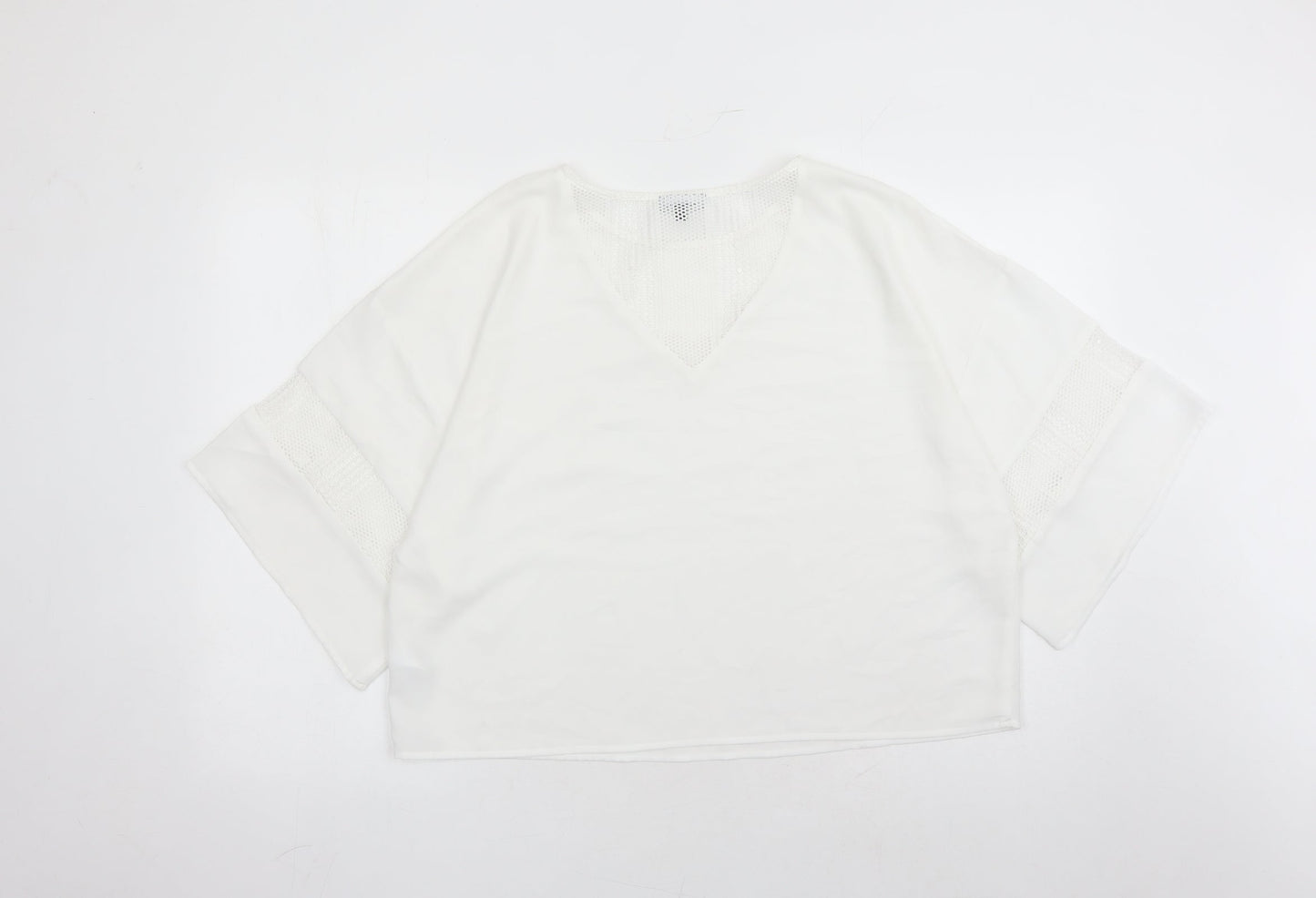 Warehouse Womens White Polyester Basic Blouse Size 10 Round Neck - Sequin Detail