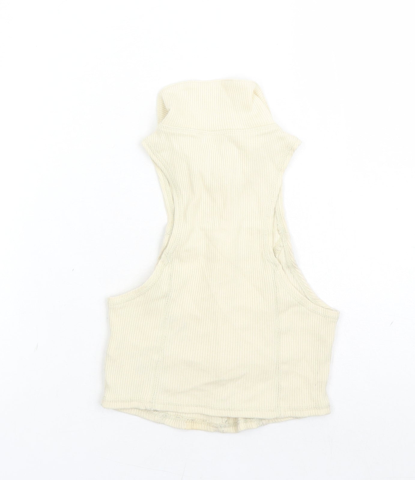 Urban Outfitters Womens Beige Cotton Cropped Polo Size S Collared